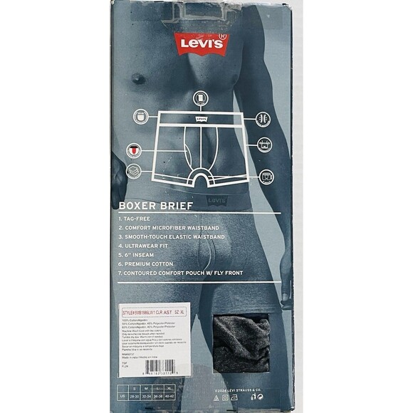 Levi’s Boxer Brief 100% Cotton 5 Pack Men’s XL Style#5MB1986LW1 Color:AST - Picture 5 of 10